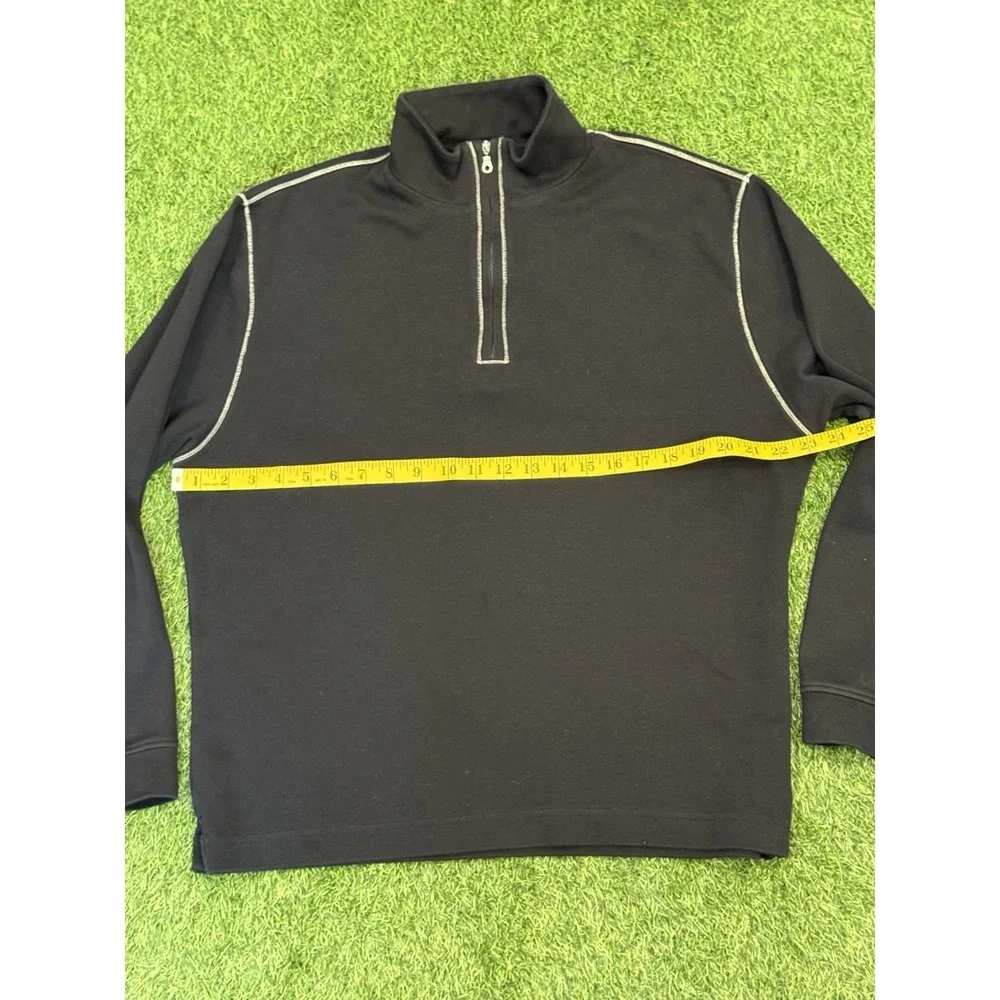Scott Barber 1/4 Zip Long Sleeve‎ Large Black Pullover Shirt Sweater Pima Cotton - Picture 8 of 11